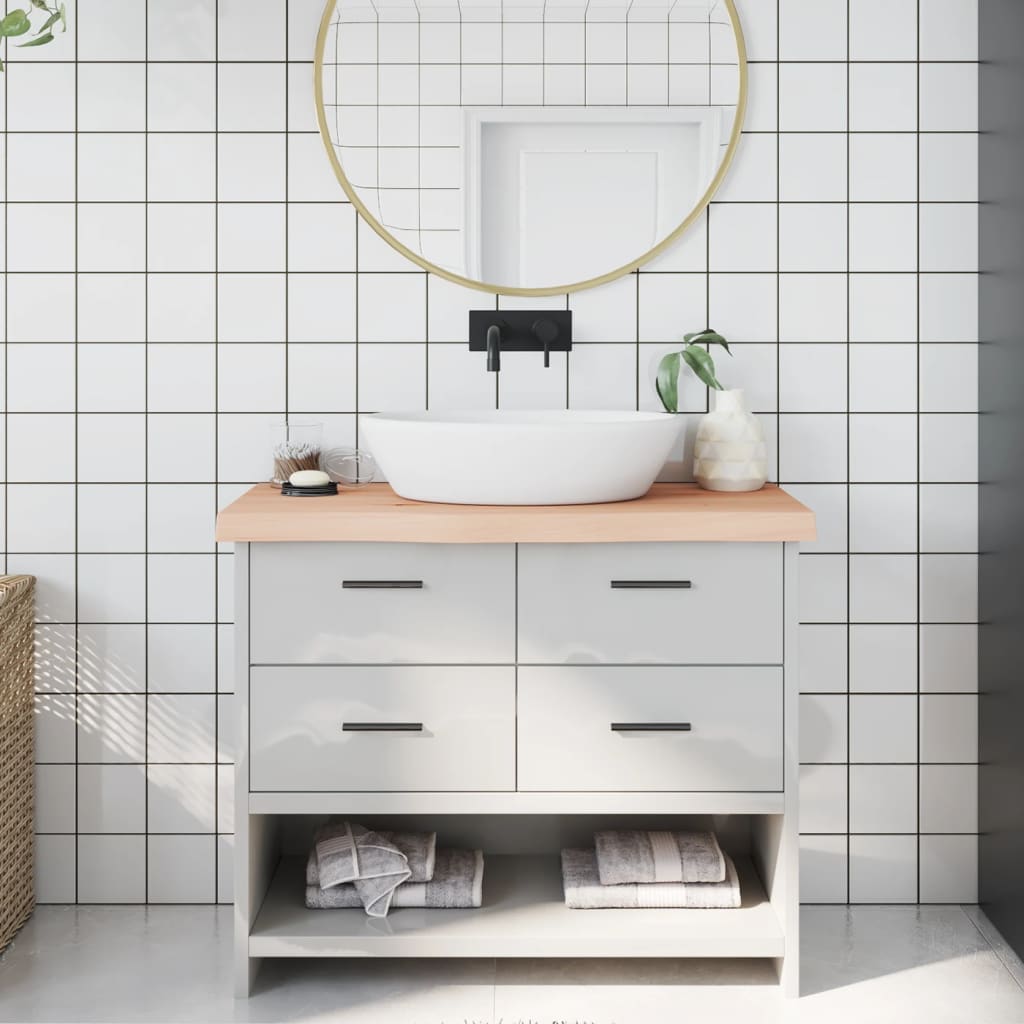 Kylpyhuoneen Työtaso 100X40X(2-6) Cm Käsittelemätön Täysi Puu