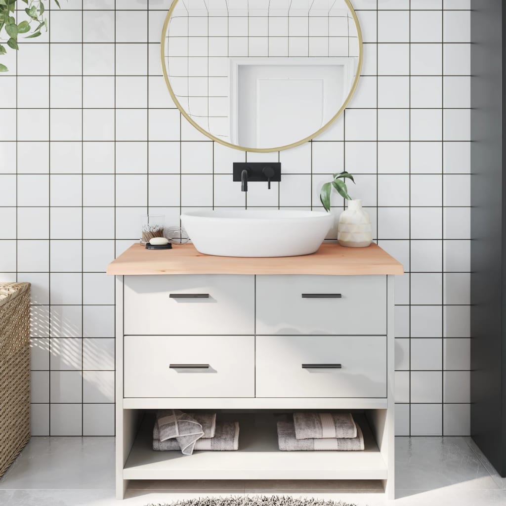 Kylpyhuoneen Työtaso 100X50X(2-4) Cm Käsittelemätön Täysi Puu