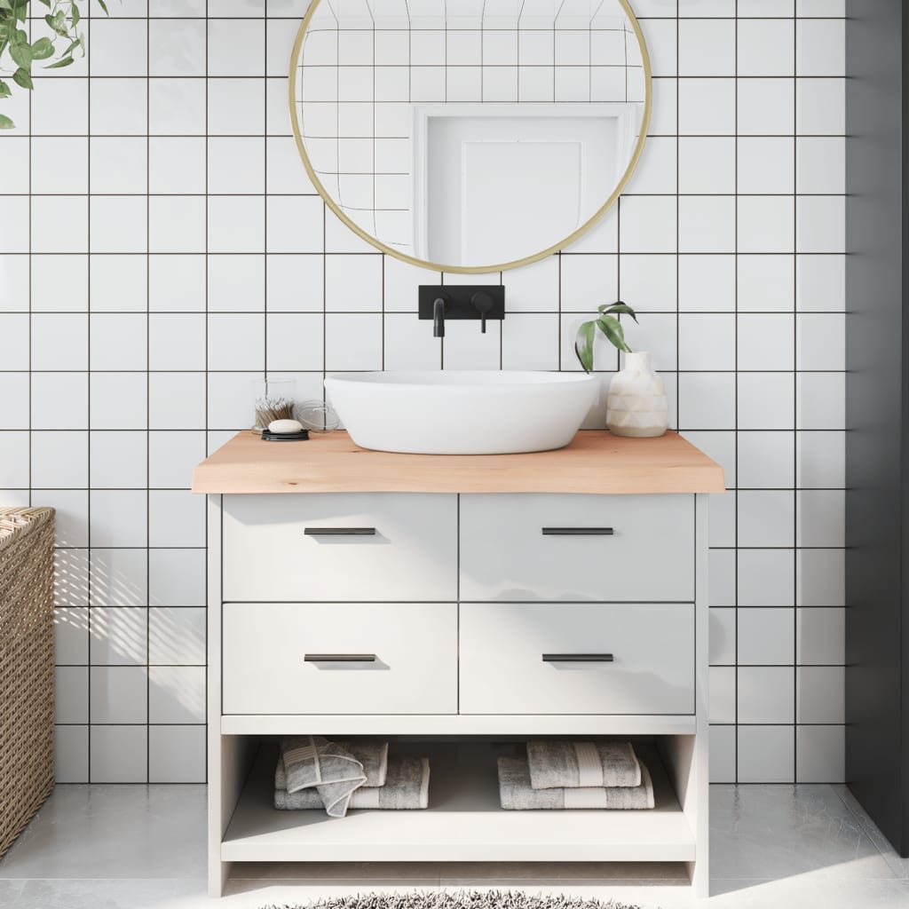 Kylpyhuoneen Työtaso 100X60X(2-6) Cm Käsittelemätön Täysi Puu