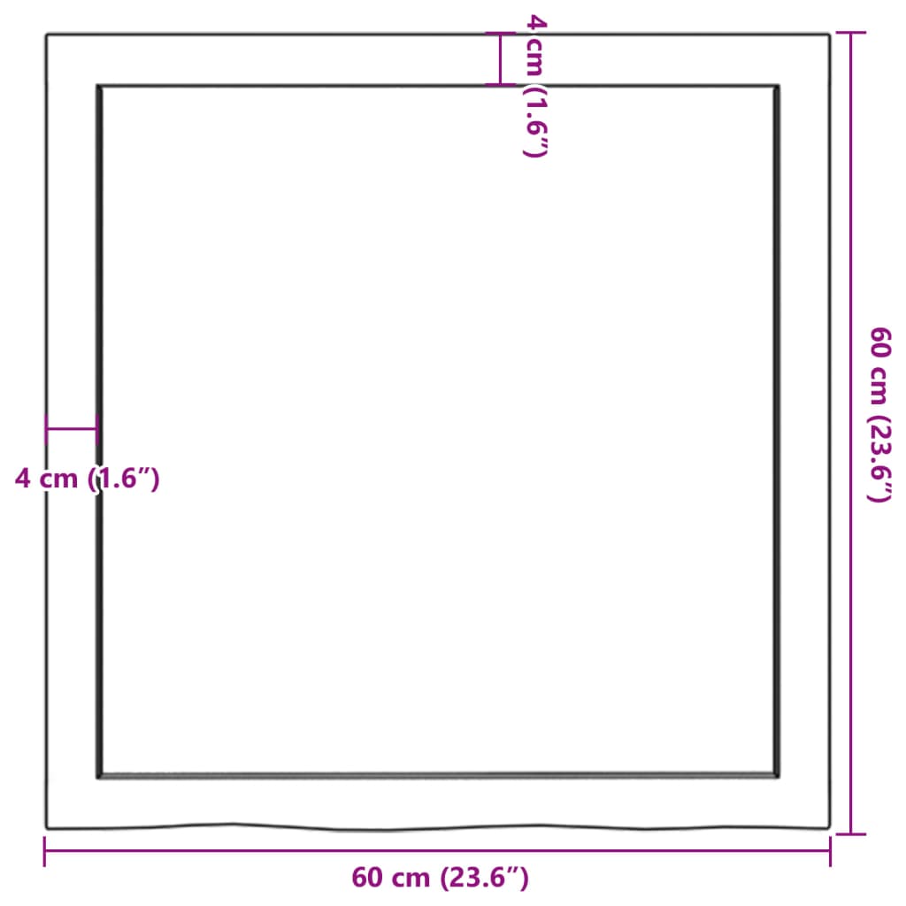 Kylpyhuoneen Työtaso V.ruskea 60X60X(2-4)Cm Käsitelty Täysi Puu