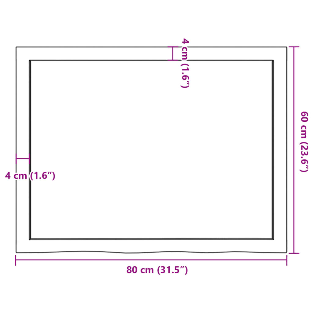 Kylpyhuoneen Työtaso V.ruskea 80X60X(2-4)Cm Käsitelty Täysi Puu