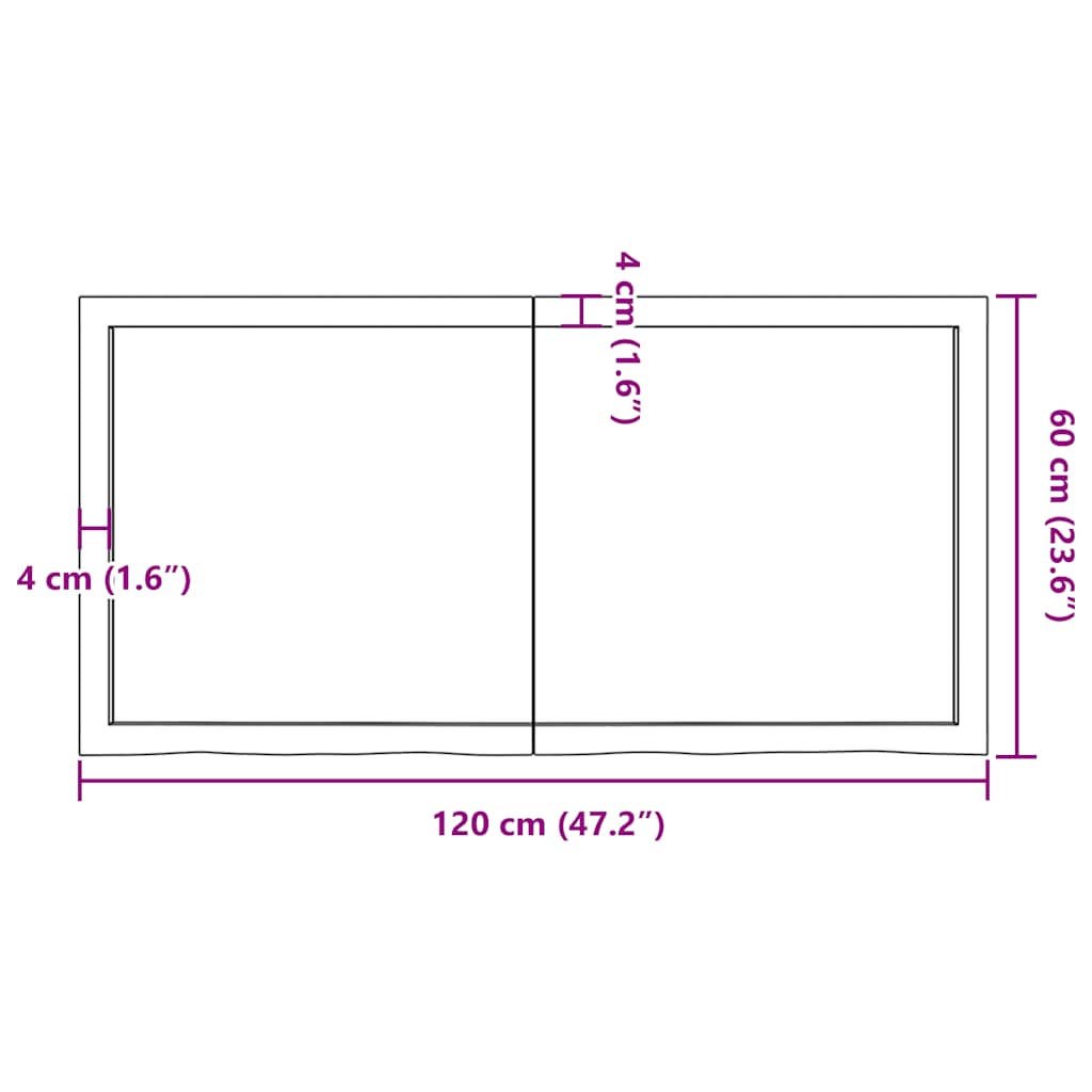 Kylpyhuoneen Työtaso V.ruskea 120X60X(2-4)Cm Käsitelty Täyspuu