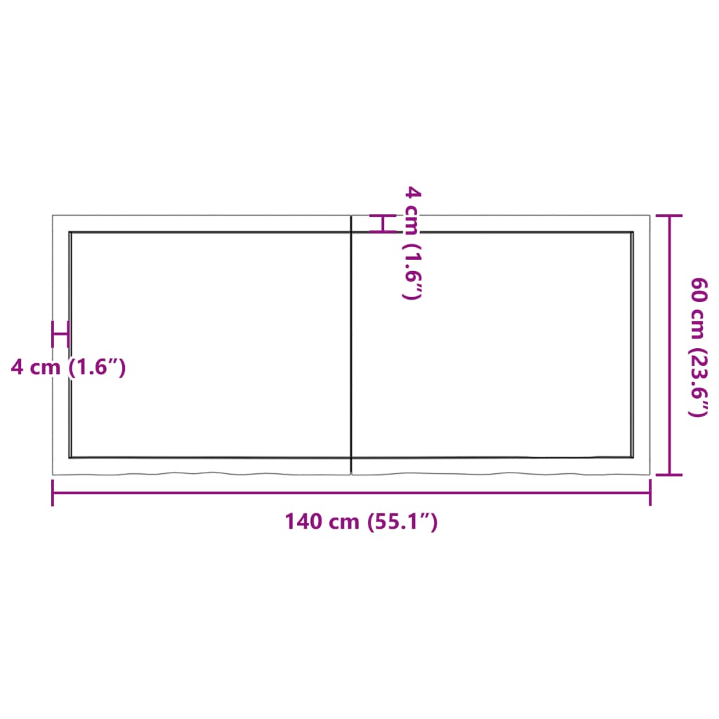 Kylpyhuoneen Työtaso V.ruskea 140X60X(2-4)Cm Käsitelty Täyspuu