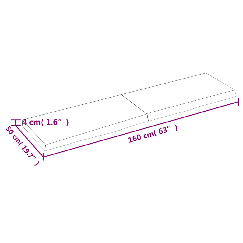 Kylpyhuoneen Työtaso V.ruskea 160X50X(2-4)Cm Käsitelty Täyspuu