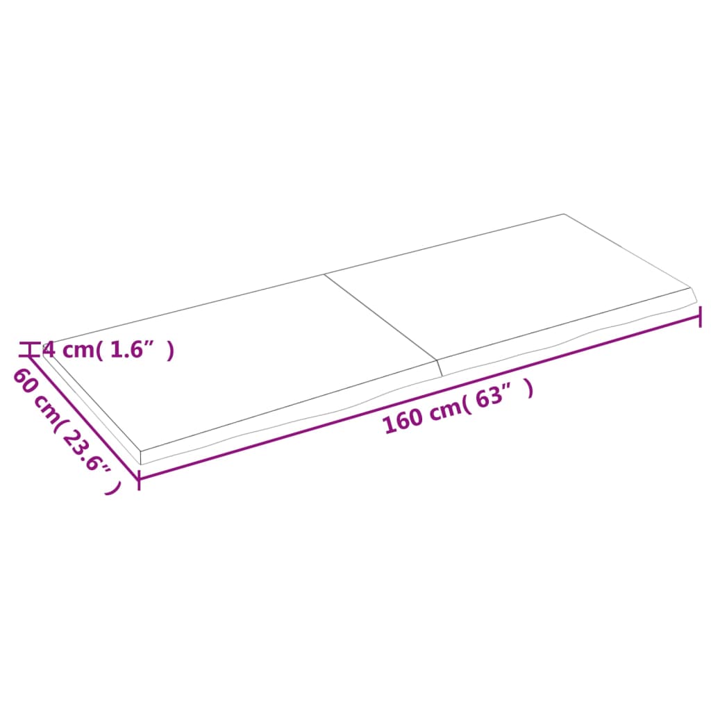 Kylpyhuoneen Työtaso V.ruskea 160X60X(2-4)Cm Käsitelty Täyspuu