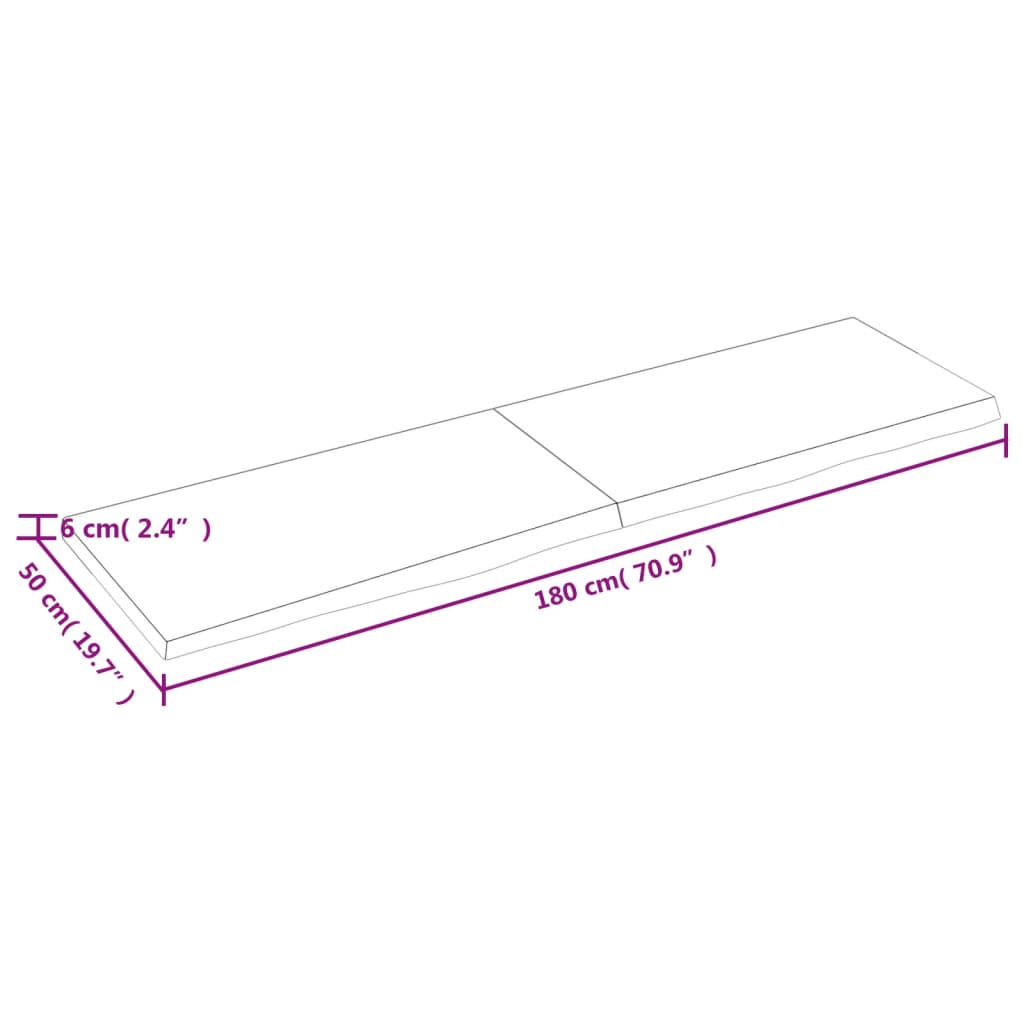 Kylpyhuoneen Työtaso V.ruskea 180X50X(2-6)Cm Käsitelty Täyspuu