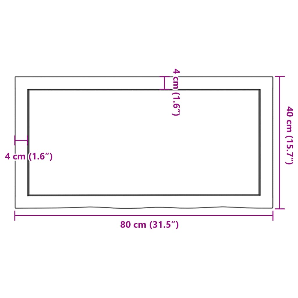 Kylpyhuoneen Työtaso T.ruskea 80X40X(2-4)Cm Käsitelty Täyspuu