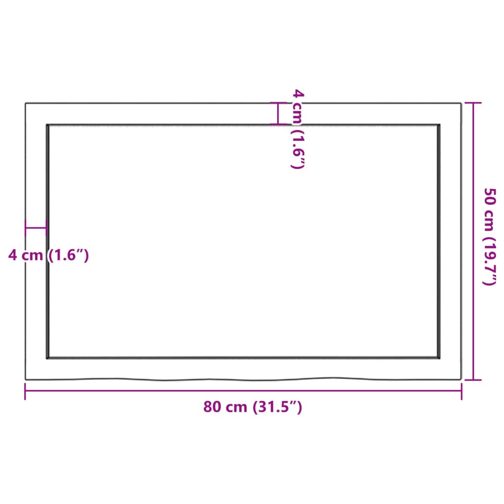 Kylpyhuoneen Työtaso T.ruskea 80X50X(2-6)Cm Käsitelty Täyspuu