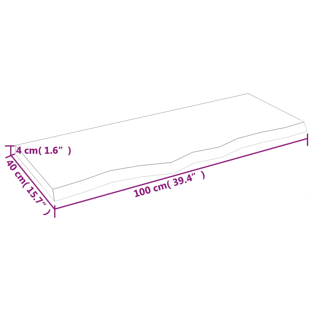 Kylpyhuoneen Työtaso T.ruskea 100X40X(2-4)Cm Käsitelty Täyspuu