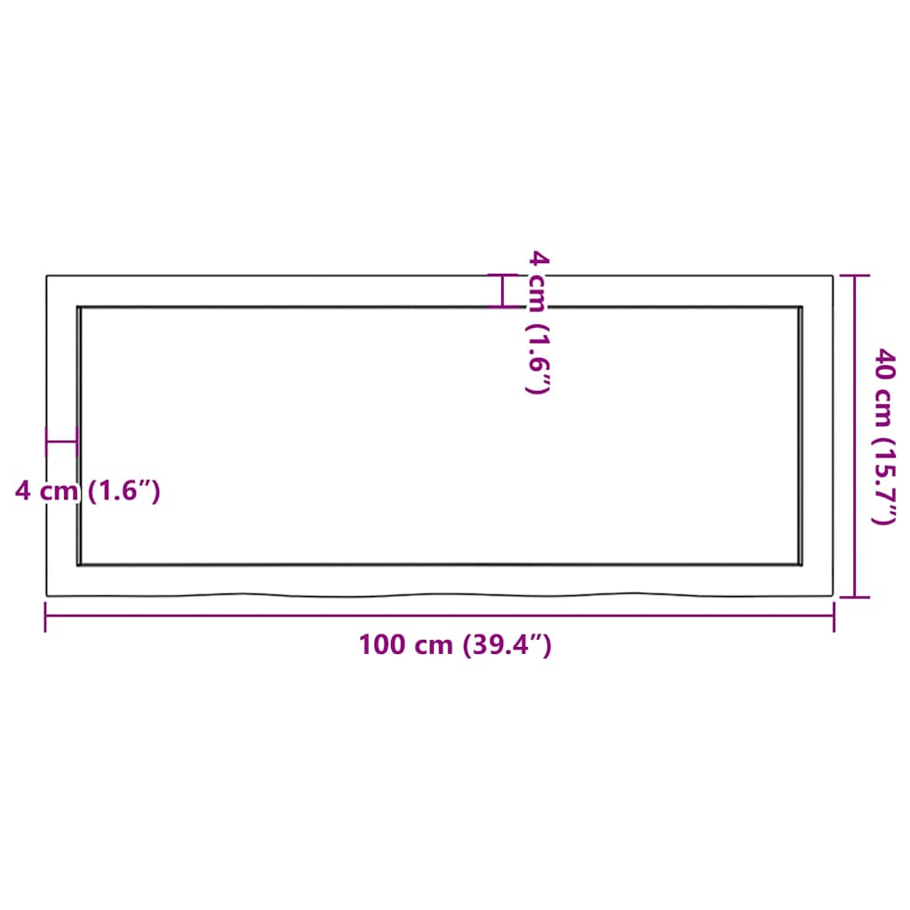 Kylpyhuoneen Työtaso T.ruskea 100X40X(2-6)Cm Käsitelty Täyspuu