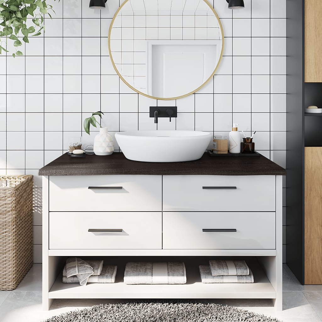 Kylpyhuoneen Työtaso T.ruskea 100X60X(2-4)Cm Käsitelty Täyspuu