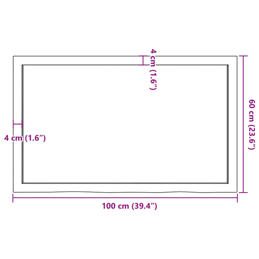 Kylpyhuoneen Työtaso T.ruskea 100X60X(2-6)Cm Käsitelty Täyspuu