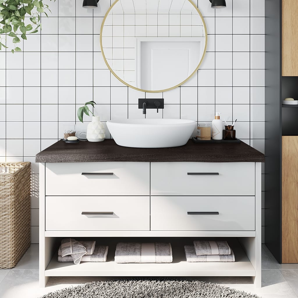 Kylpyhuoneen Työtaso T.ruskea 100X60X(2-6)Cm Käsitelty Täyspuu