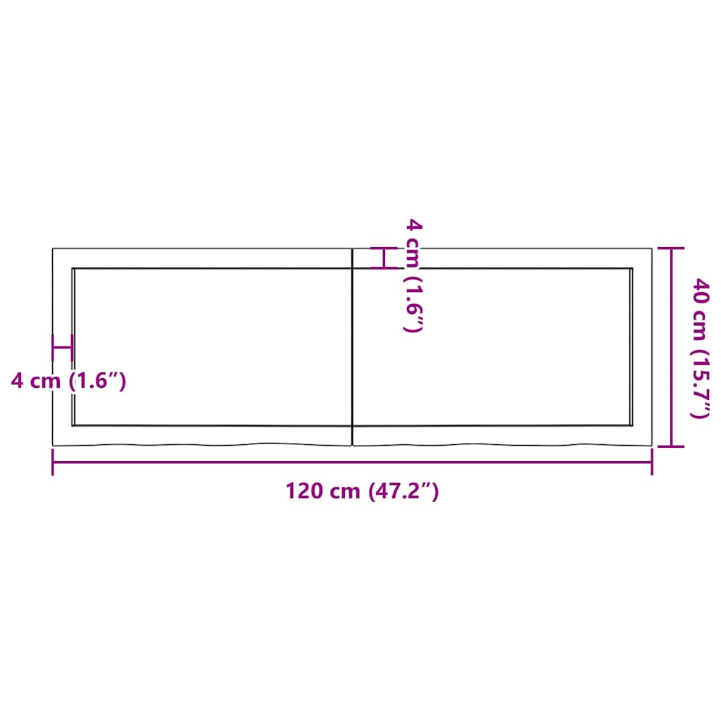 Kylpyhuoneen Työtaso T.ruskea 120X40X(2-4)Cm Käsitelty Täyspuu