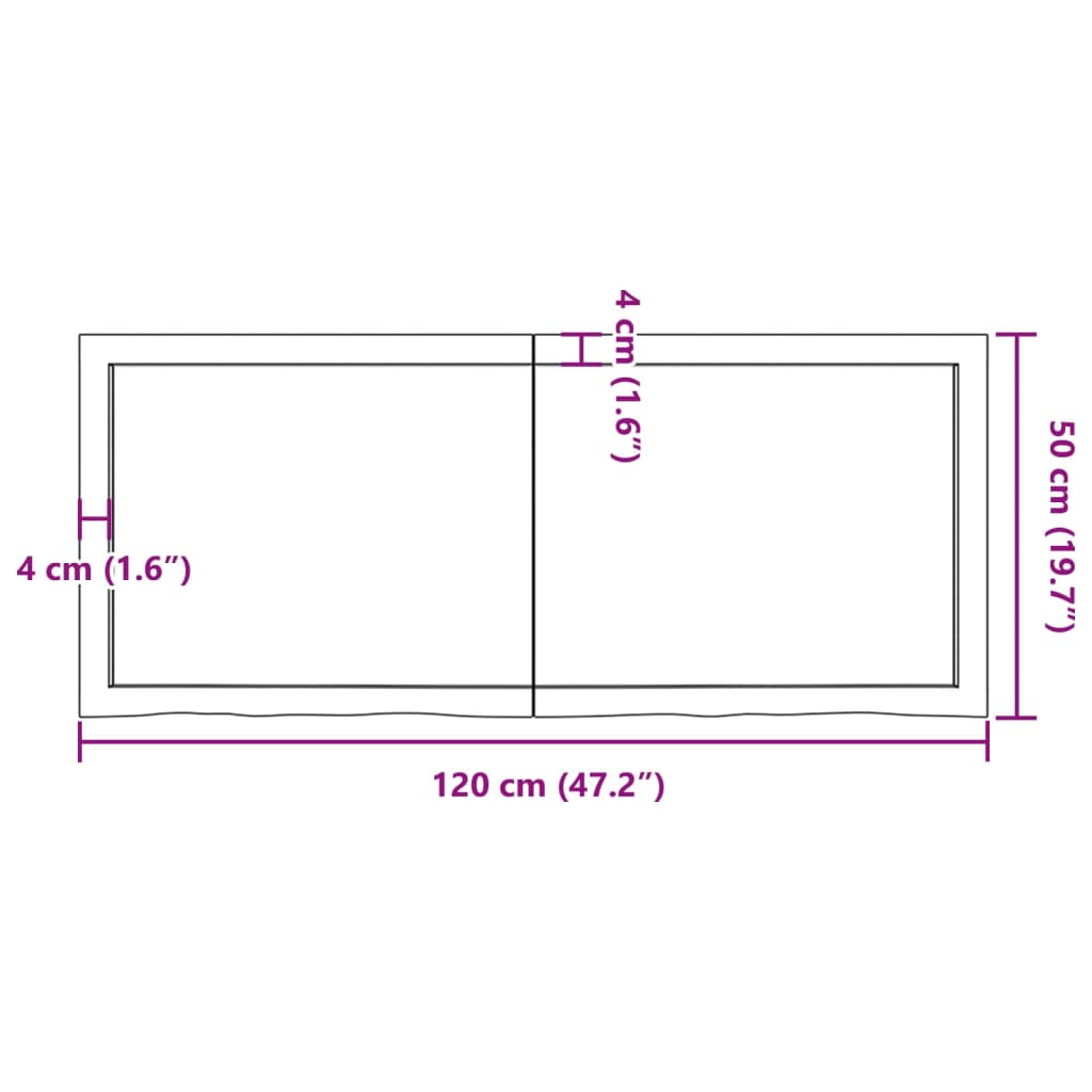 Kylpyhuoneen Työtaso T.ruskea 120X50X(2-4)Cm Käsitelty Täyspuu