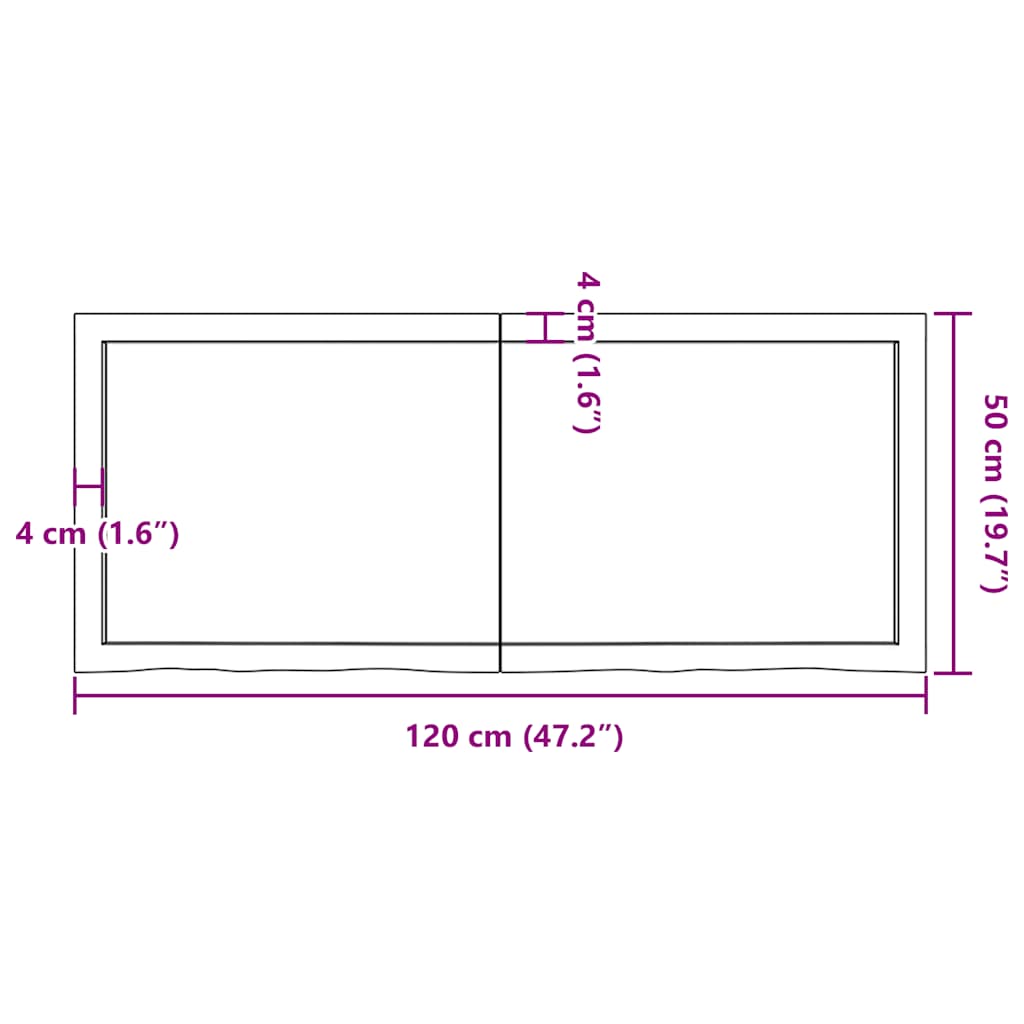 Kylpyhuoneen Työtaso T.ruskea 120X50X(2-4)Cm Käsitelty Täyspuu