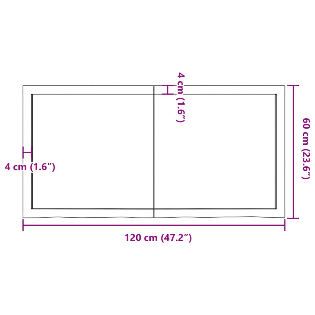 Kylpyhuoneen Työtaso T.ruskea 120X60X(2-6)Cm Käsitelty Täyspuu