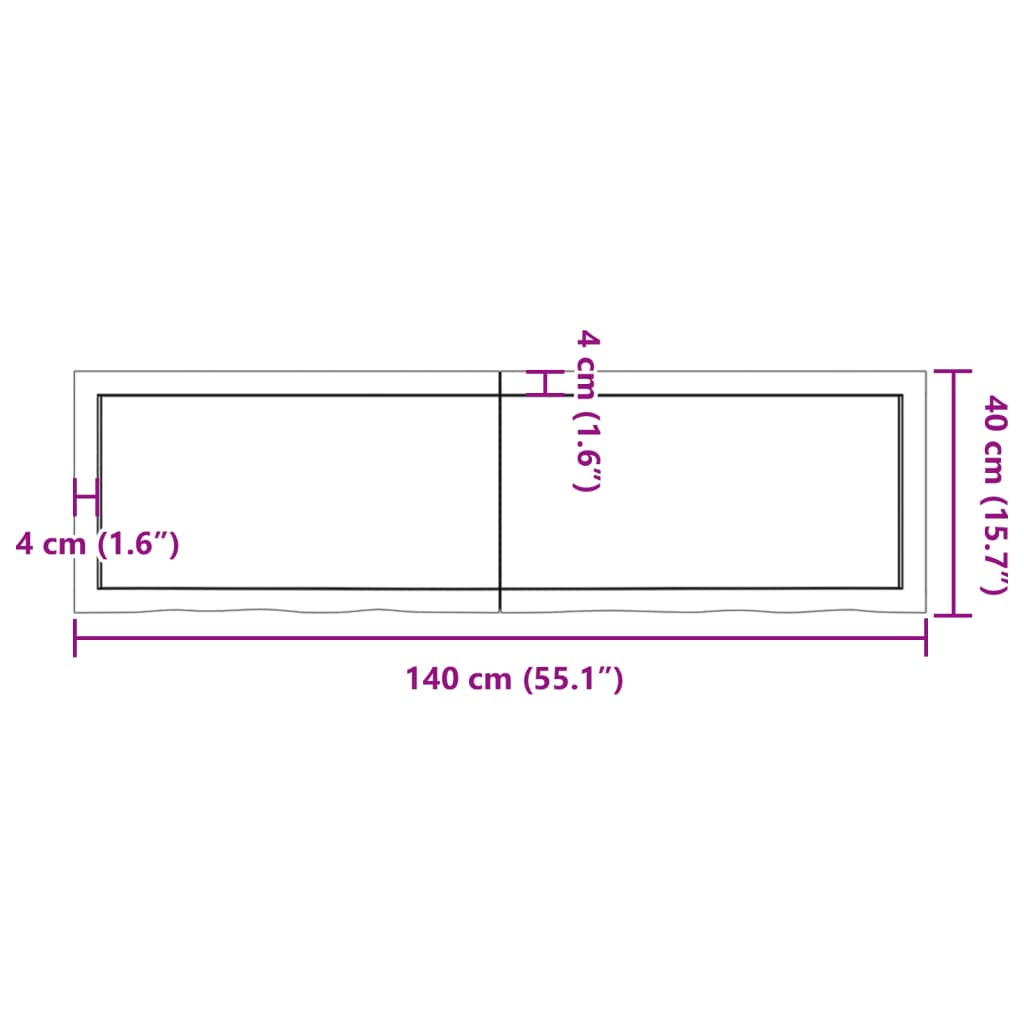 Kylpyhuoneen Työtaso T.ruskea 140X40X(2-4)Cm Käsitelty Täyspuu