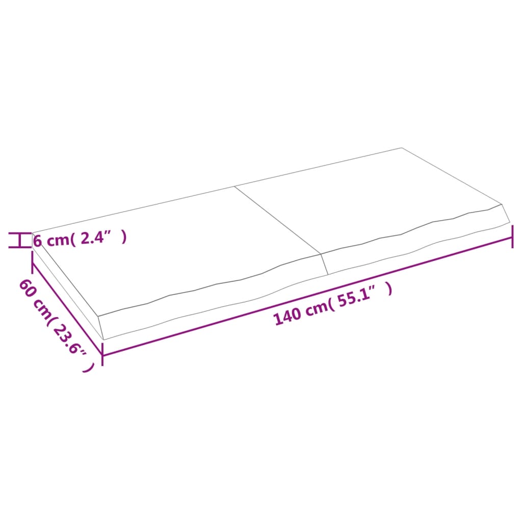 Kylpyhuoneen Työtaso T.ruskea 140X60X(2-6)Cm Käsitelty Täyspuu