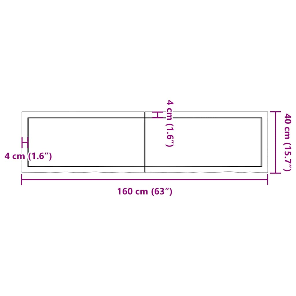Kylpyhuoneen Työtaso T.ruskea 160X40X(2-4)Cm Käsitelty Täyspuu
