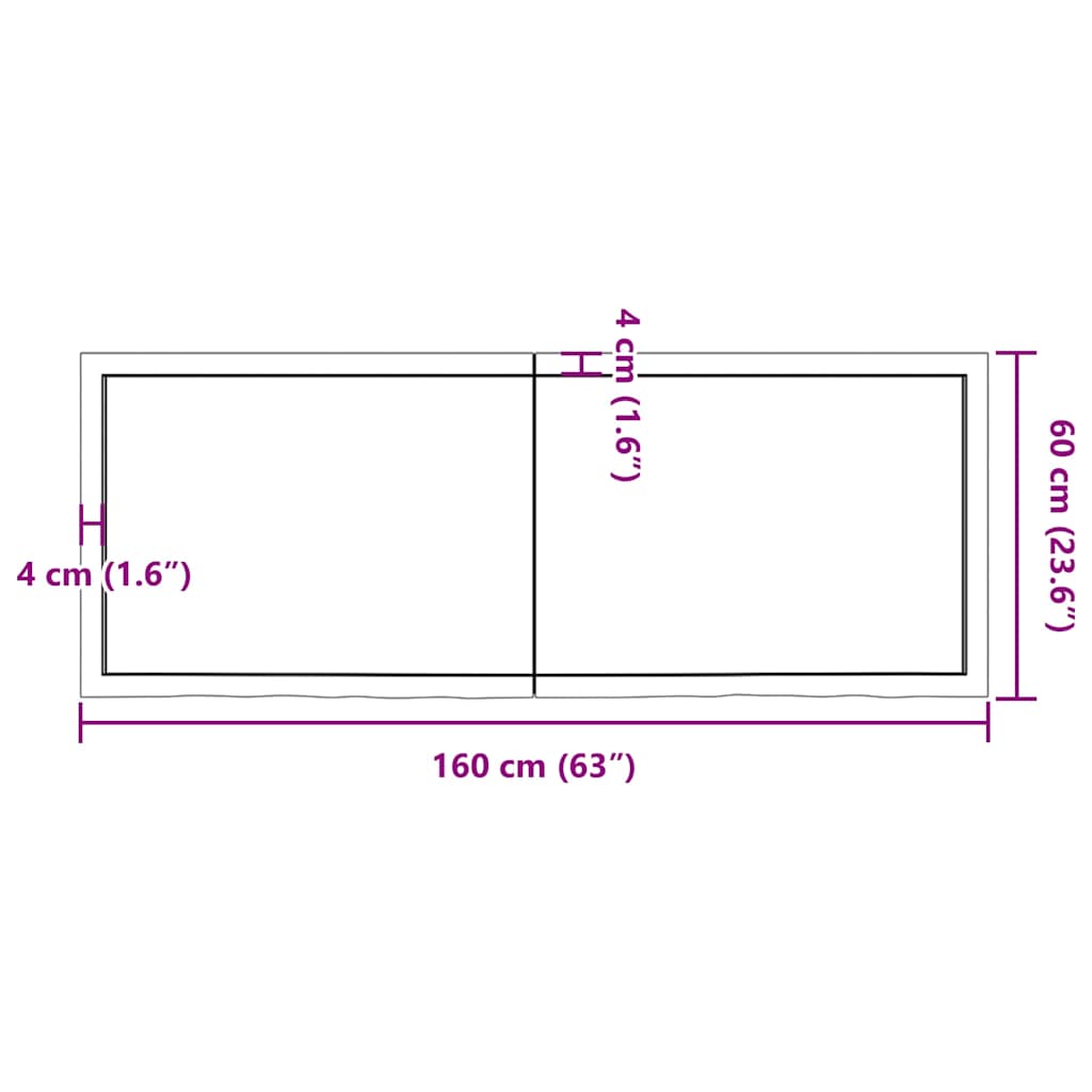Kylpyhuoneen Työtaso T.ruskea 160X60X(2-4)Cm Käsitelty Täyspuu