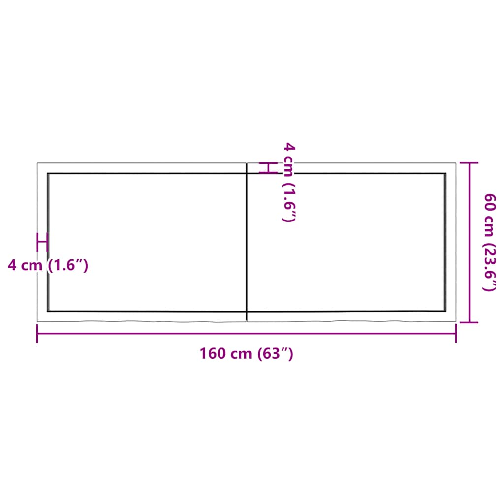 Kylpyhuoneen Työtaso T.ruskea 160X60X(2-6)Cm Käsitelty Täyspuu