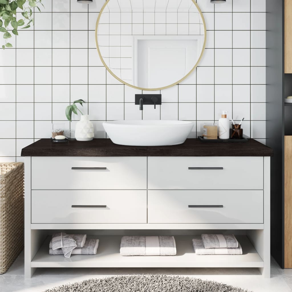 Kylpyhuoneen Työtaso T.ruskea 160X60X(2-6)Cm Käsitelty Täyspuu
