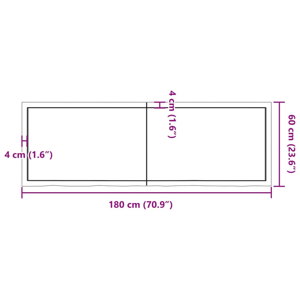 Kylpyhuoneen Työtaso T.ruskea 180X60X(2-4)Cm Käsitelty Täyspuu