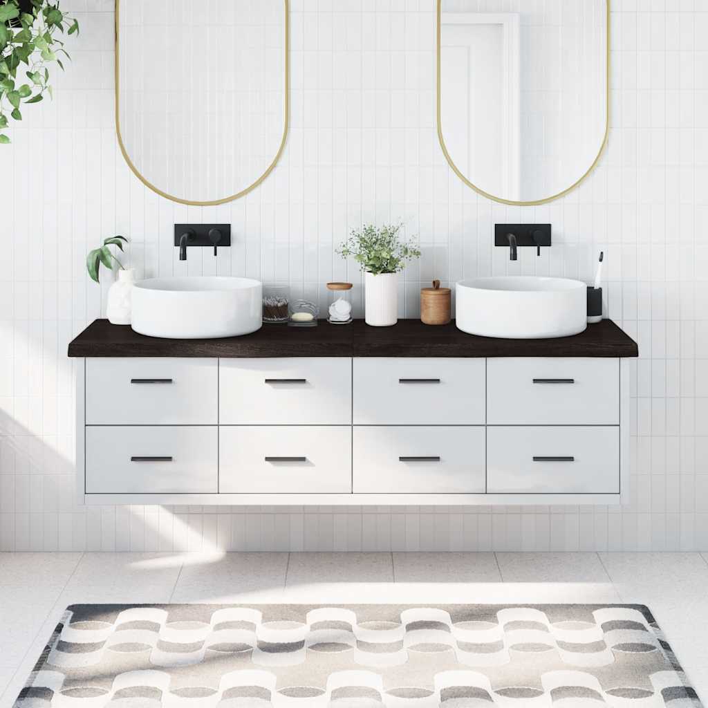 Kylpyhuoneen Työtaso T.ruskea 180X60X(2-6)Cm Käsitelty Täyspuu