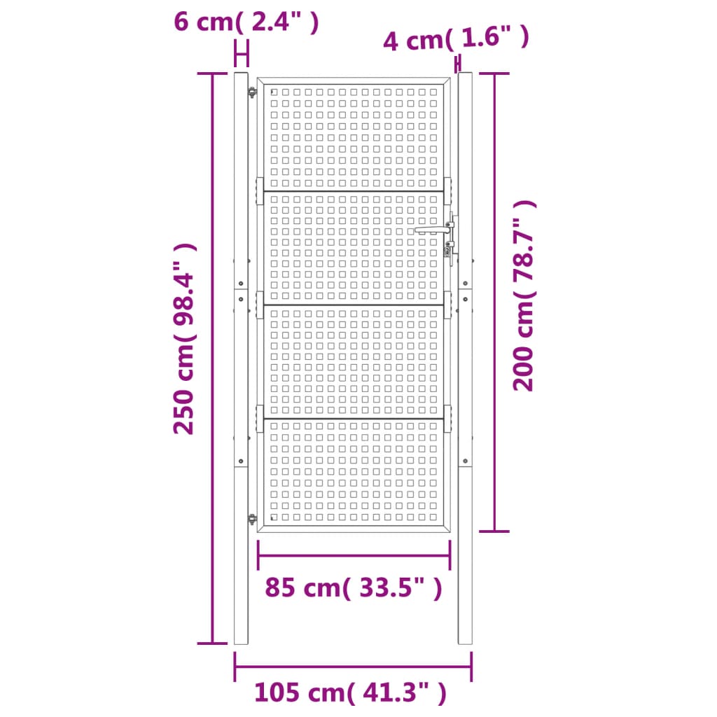 Puutarhanportti Antrasiitti 100X200 Cm Teräs