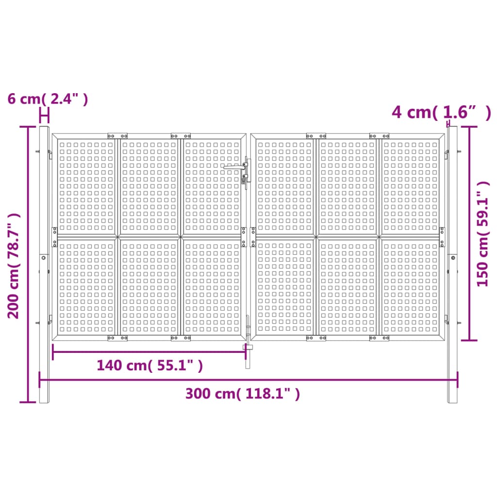 Puutarhanportti Antrasiitti 300X150 Cm Teräs