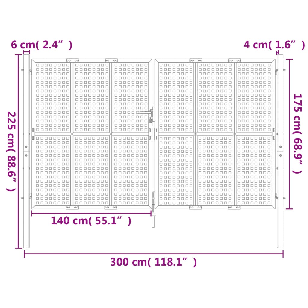 Puutarhanportti Antrasiitti 300X175 Cm Teräs