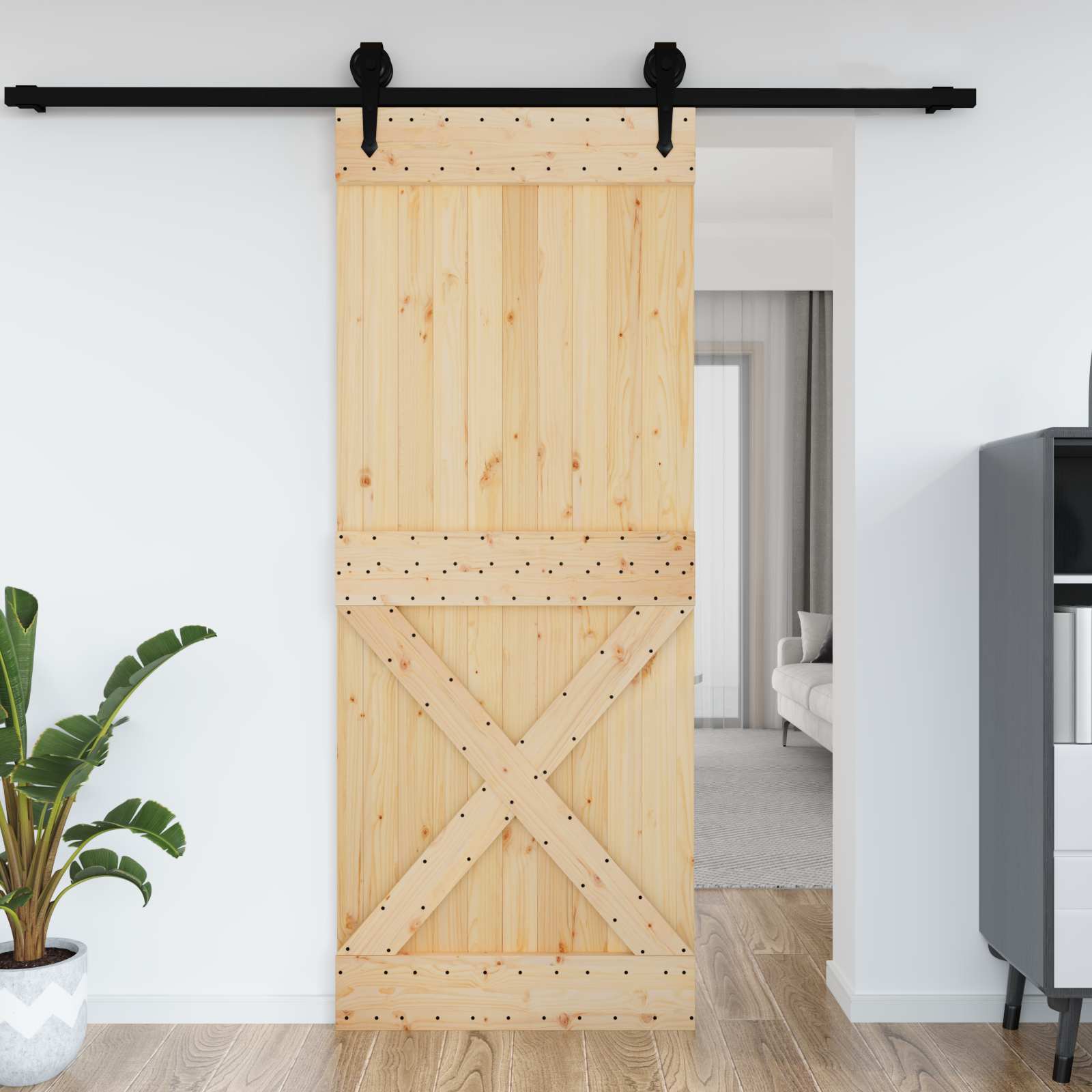 Ovi Narvik Luonnollinen 90 X 210 Cm Massiivinen Mänty
