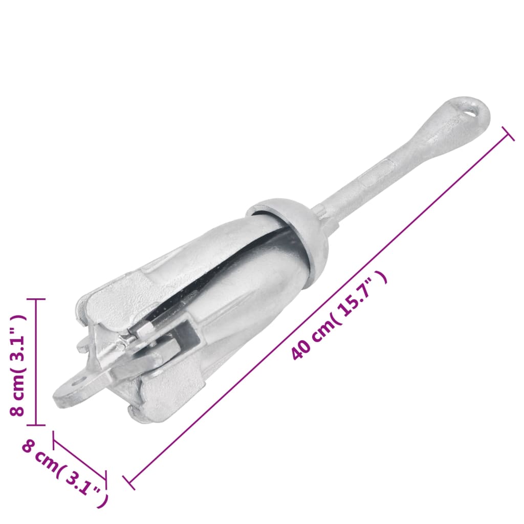 Taitettava Ankkuri Köydellä Hopea 3,2 Kg Takorauta