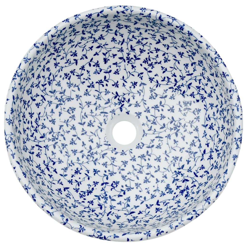Pesuallas Työtasolle Sinivalkoinen Pyöreä Φ41X14 Cm Keraaminen
