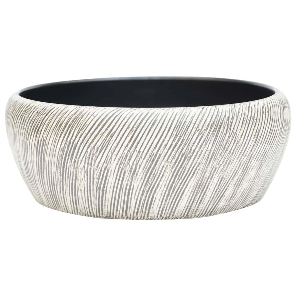 Pesuallas Työtasolle Musta Ja Harmaa Pyöreä Φ41X14Cm Keraaminen