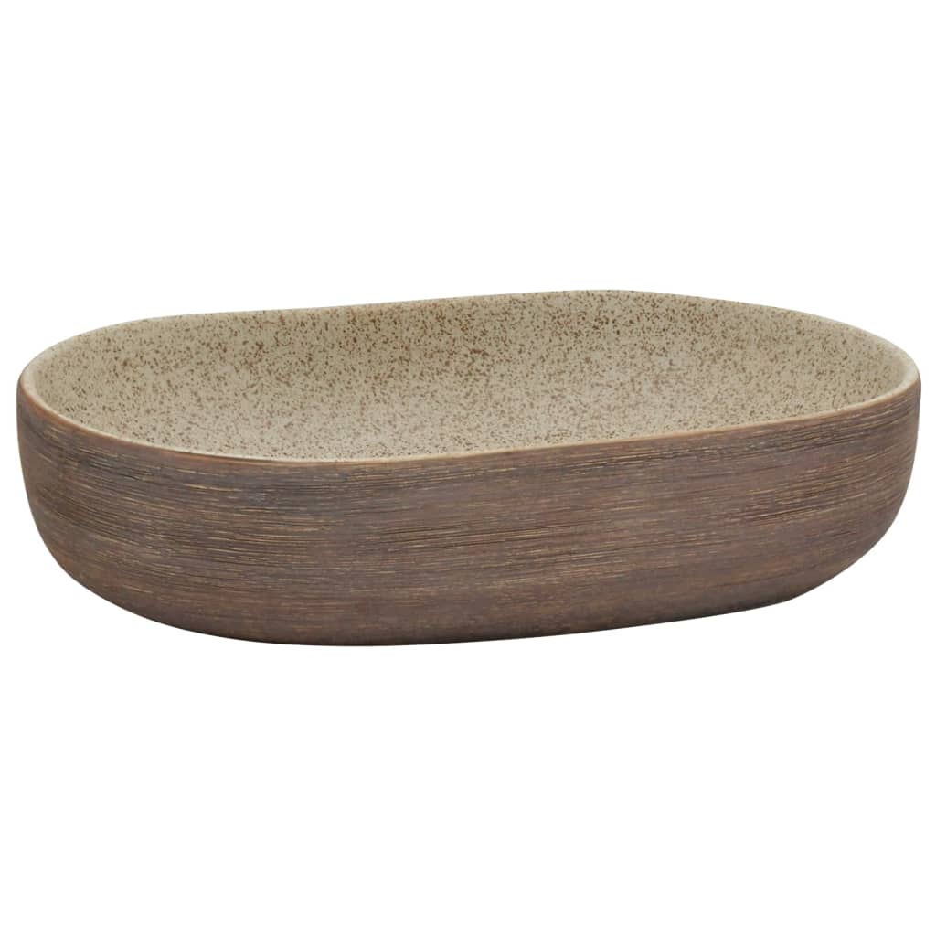 Pesuallas Työtasolle Hiekka/Rusk. Ovaali 59X40X14 Cm Keraaminen