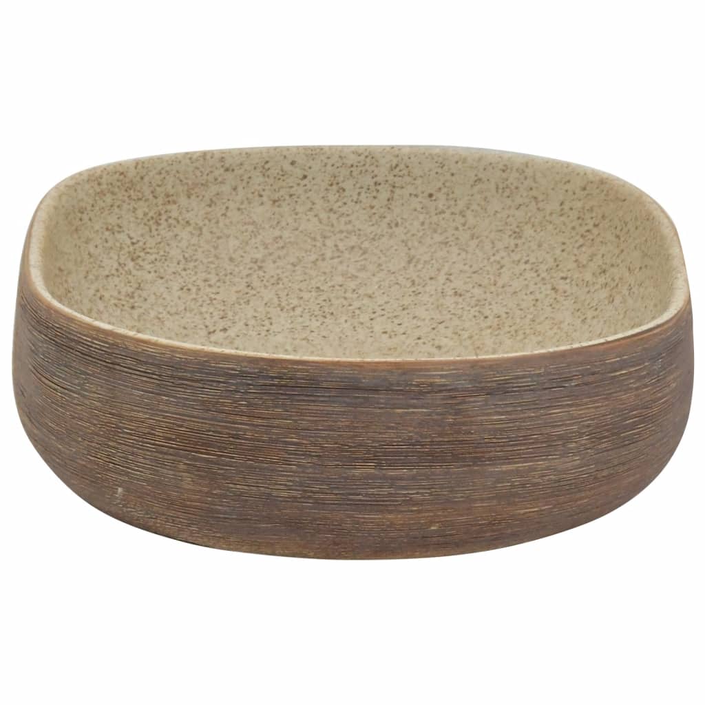 Pesuallas Työtasolle Hiekka/Rusk. Ovaali 59X40X14 Cm Keraaminen