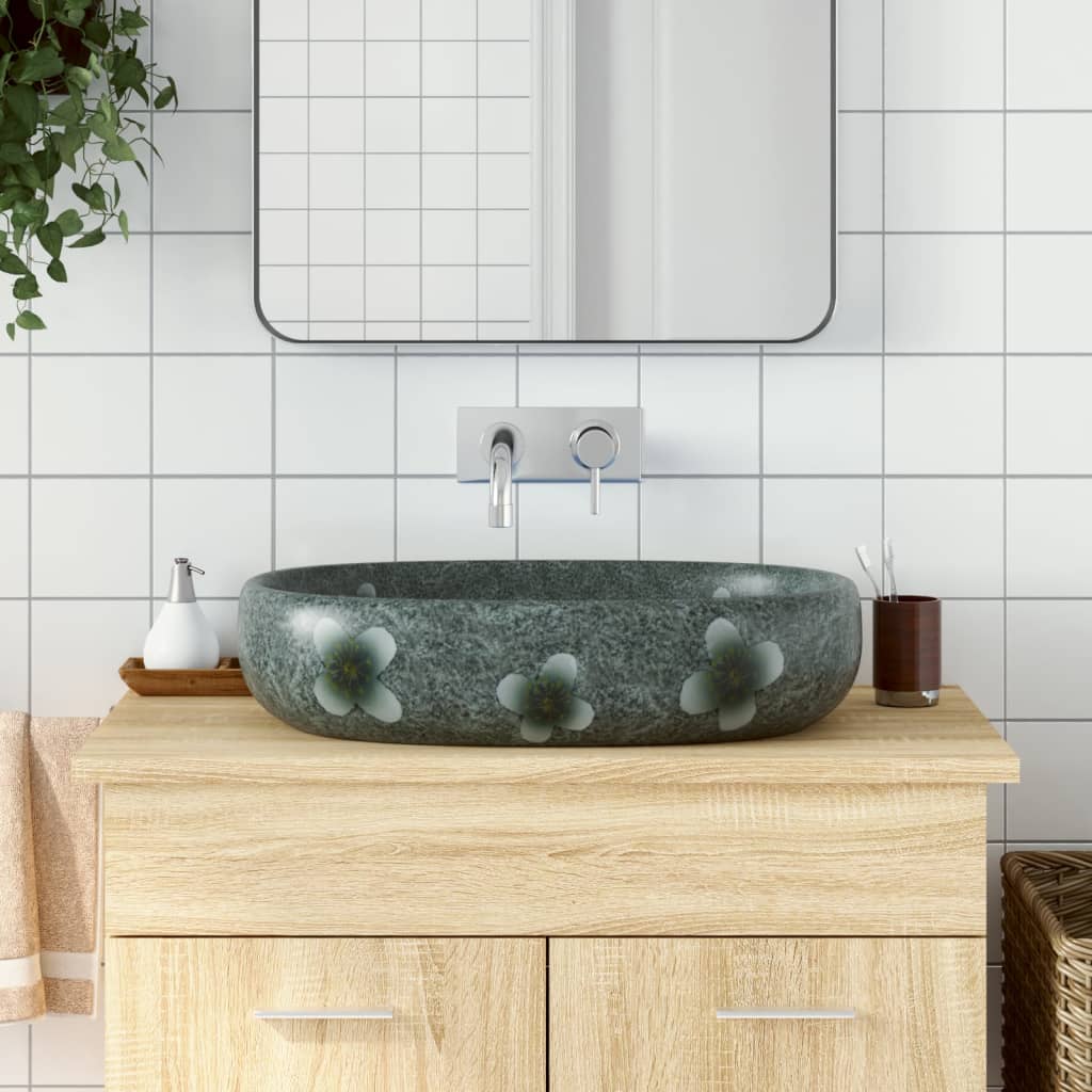 Pesuallas Työtasolle Sininen Ovaali 59X40X14 Cm Keraaminen