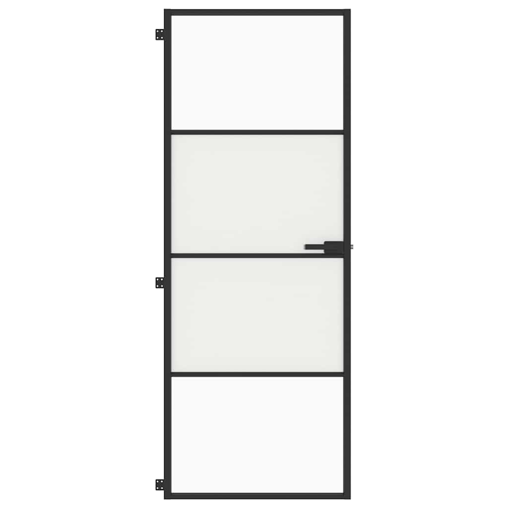 Sisäovi Ohut Musta 76X201,5 Cm Karkaistu Lasi Ja Alumiini