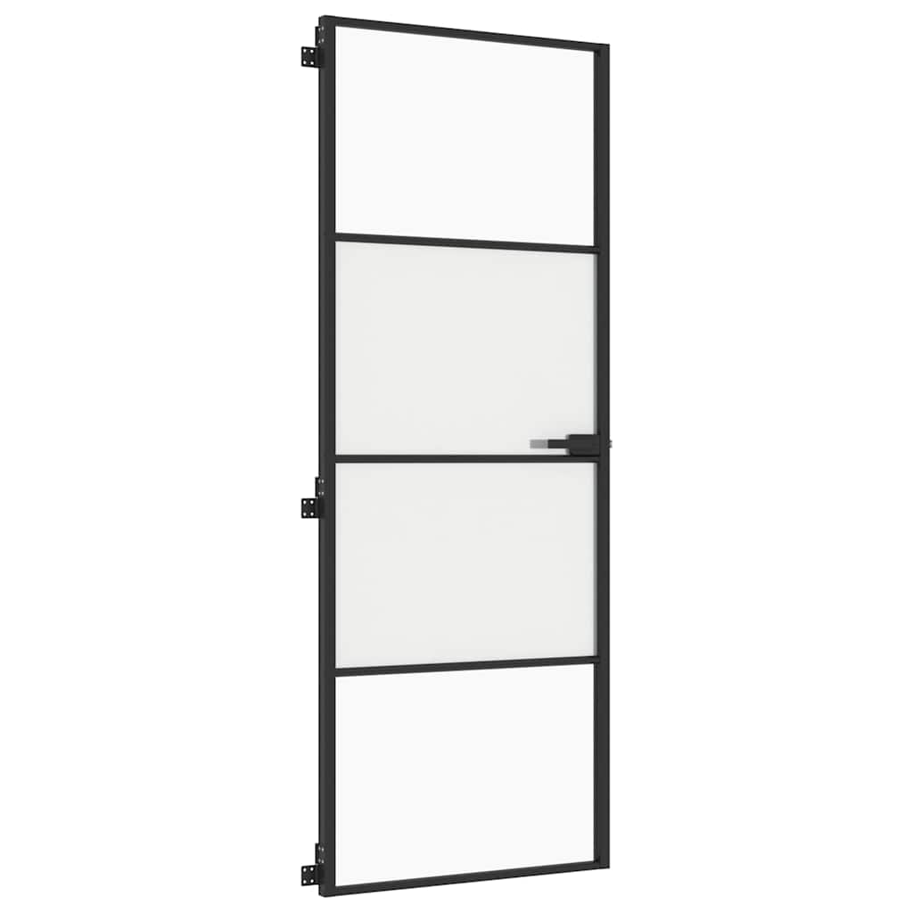 Sisäovi Ohut Musta 76X201,5 Cm Karkaistu Lasi Ja Alumiini
