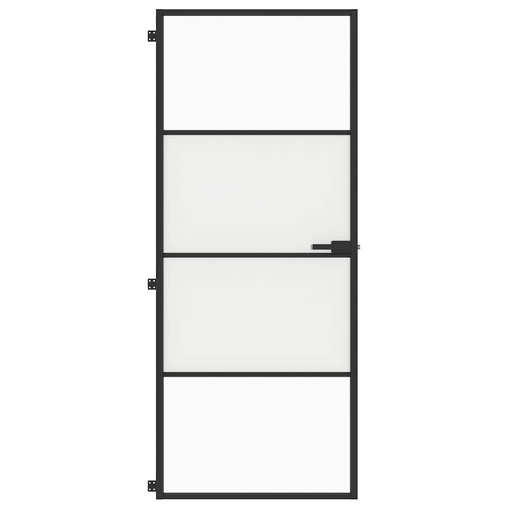 Sisäovi Ohut Musta 83X201,5 Cm Karkaistu Lasi Ja Alumiini