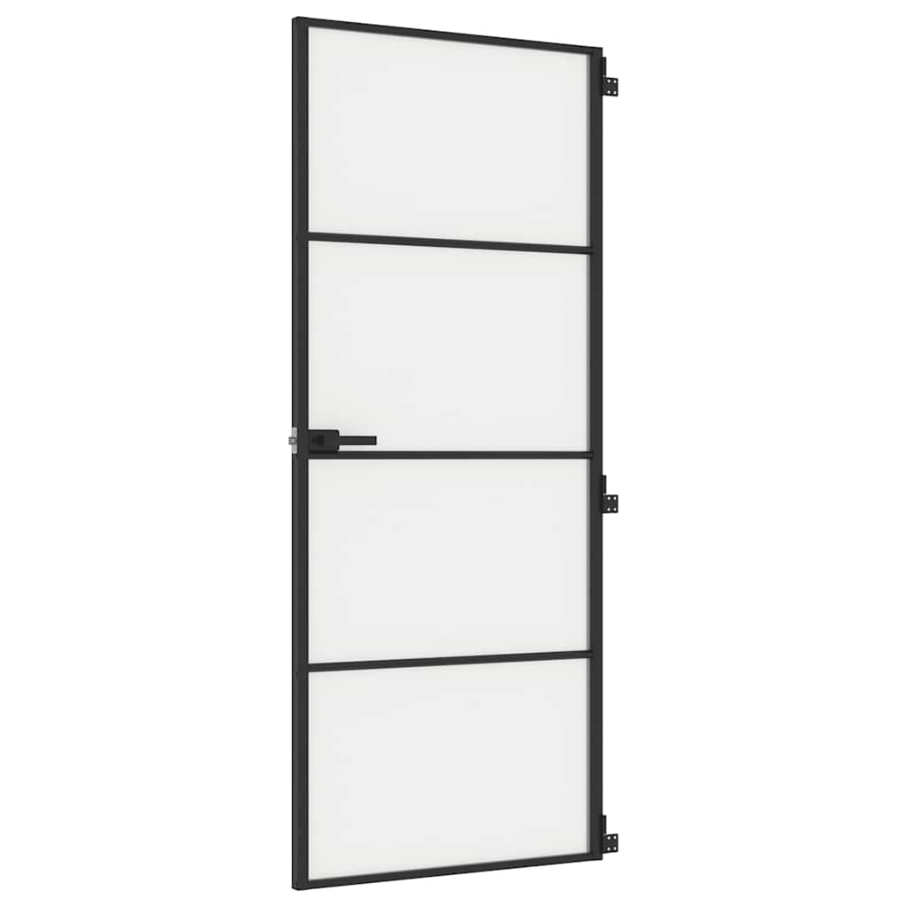 Sisäovi Ohut Musta 83X201,5 Cm Karkaistu Lasi Ja Alumiini