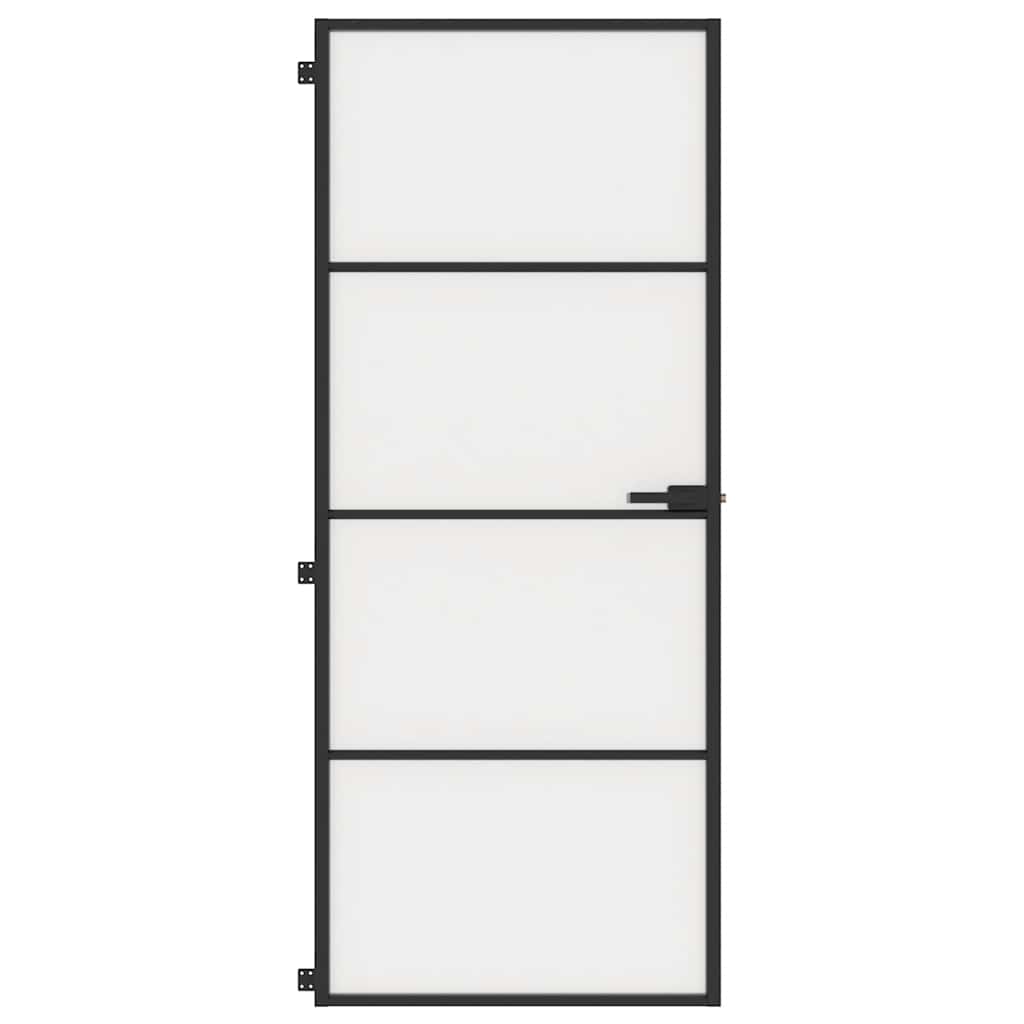 Sisäovi Ohut Musta 83X201,5 Cm Karkaistu Lasi Ja Alumiini