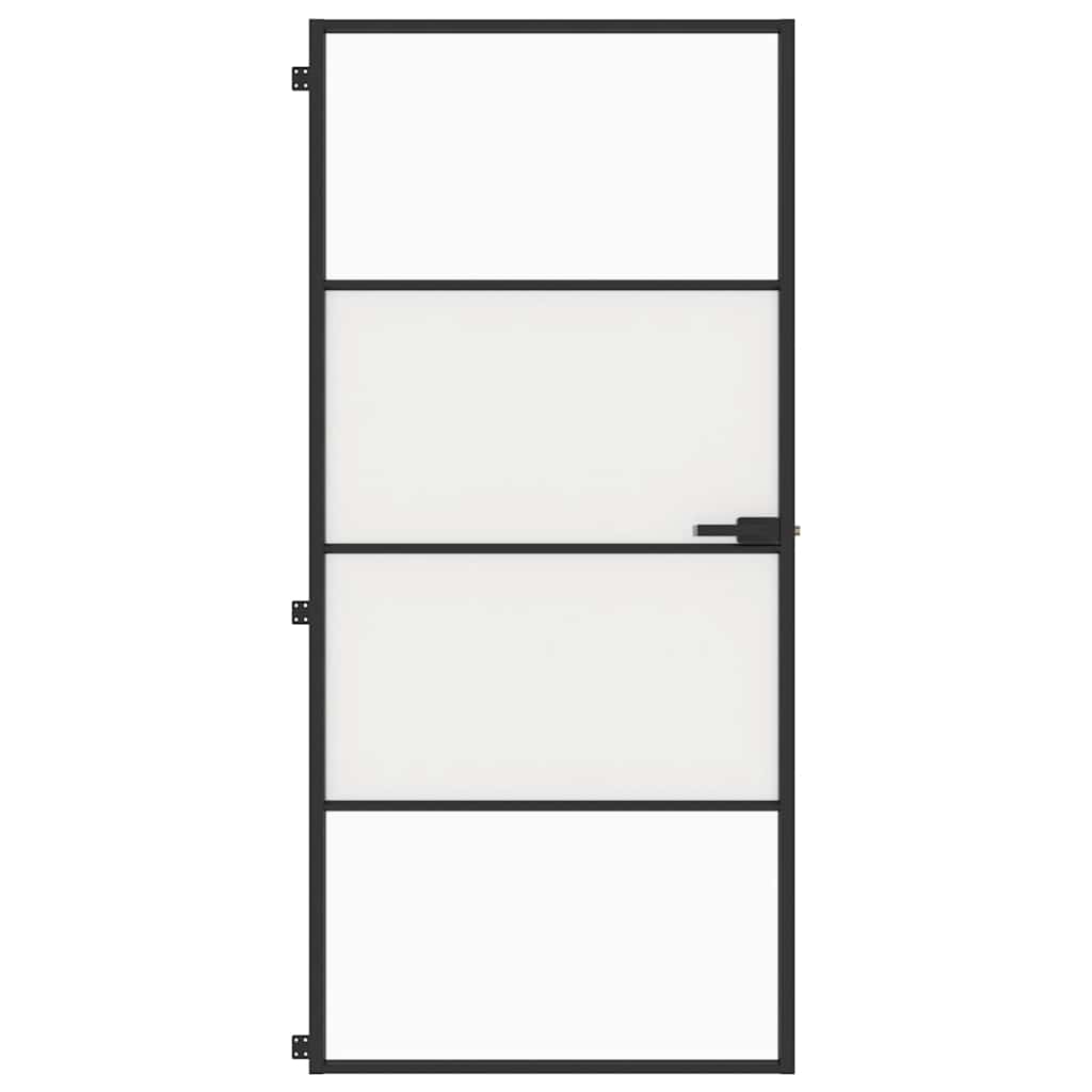 Sisäovi Ohut Musta 93X201,5 Cm Karkaistu Lasi Ja Alumiini