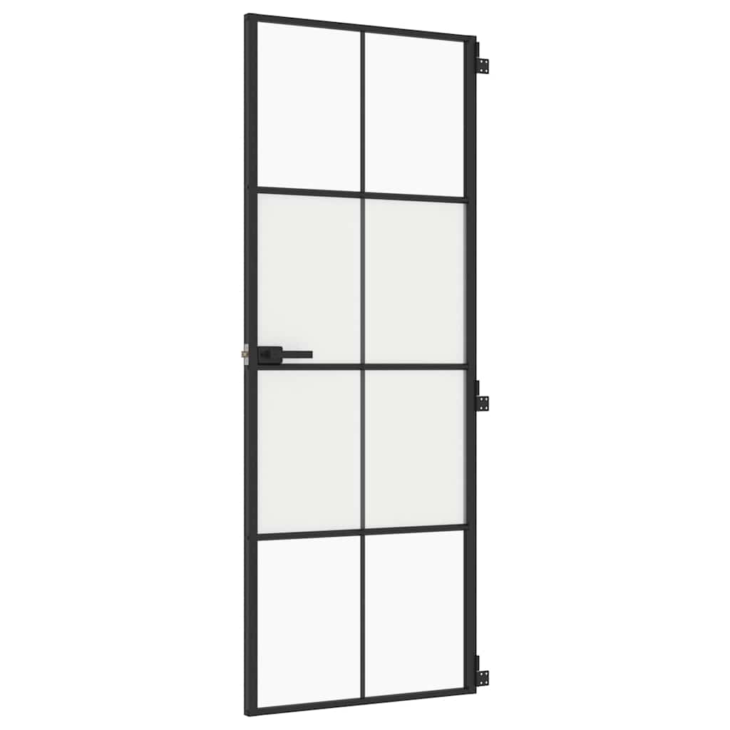 Sisäovi Ohut Musta 76X201,5 Cm Karkaistu Lasi Ja Alumiini