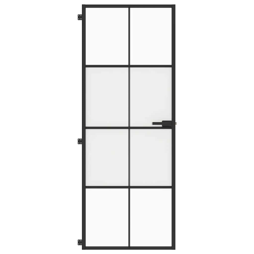 Sisäovi Ohut Musta 76X201,5 Cm Karkaistu Lasi Ja Alumiini