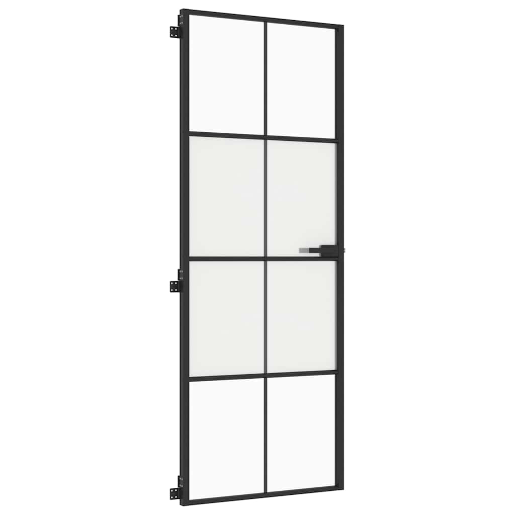 Sisäovi Ohut Musta 76X201,5 Cm Karkaistu Lasi Ja Alumiini
