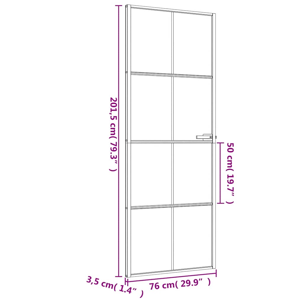 Sisäovi Ohut Musta 76X201,5 Cm Karkaistu Lasi Ja Alumiini