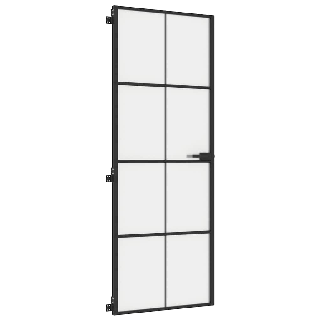 Sisäovi Ohut Musta 76X201,5 Cm Karkaistu Lasi Ja Alumiini